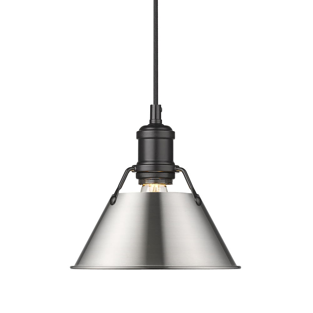 Yep by Golden Lighting Orwell 1-light 8in Pendant in Matte Black and Pewter shade
